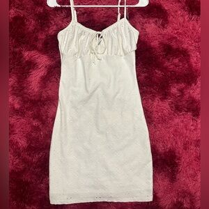 White mini floral tight dress